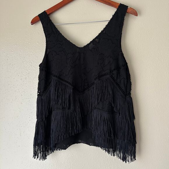 HD In Paris Black Fringe Tank Top US Size 4 - Picture 5 of 9